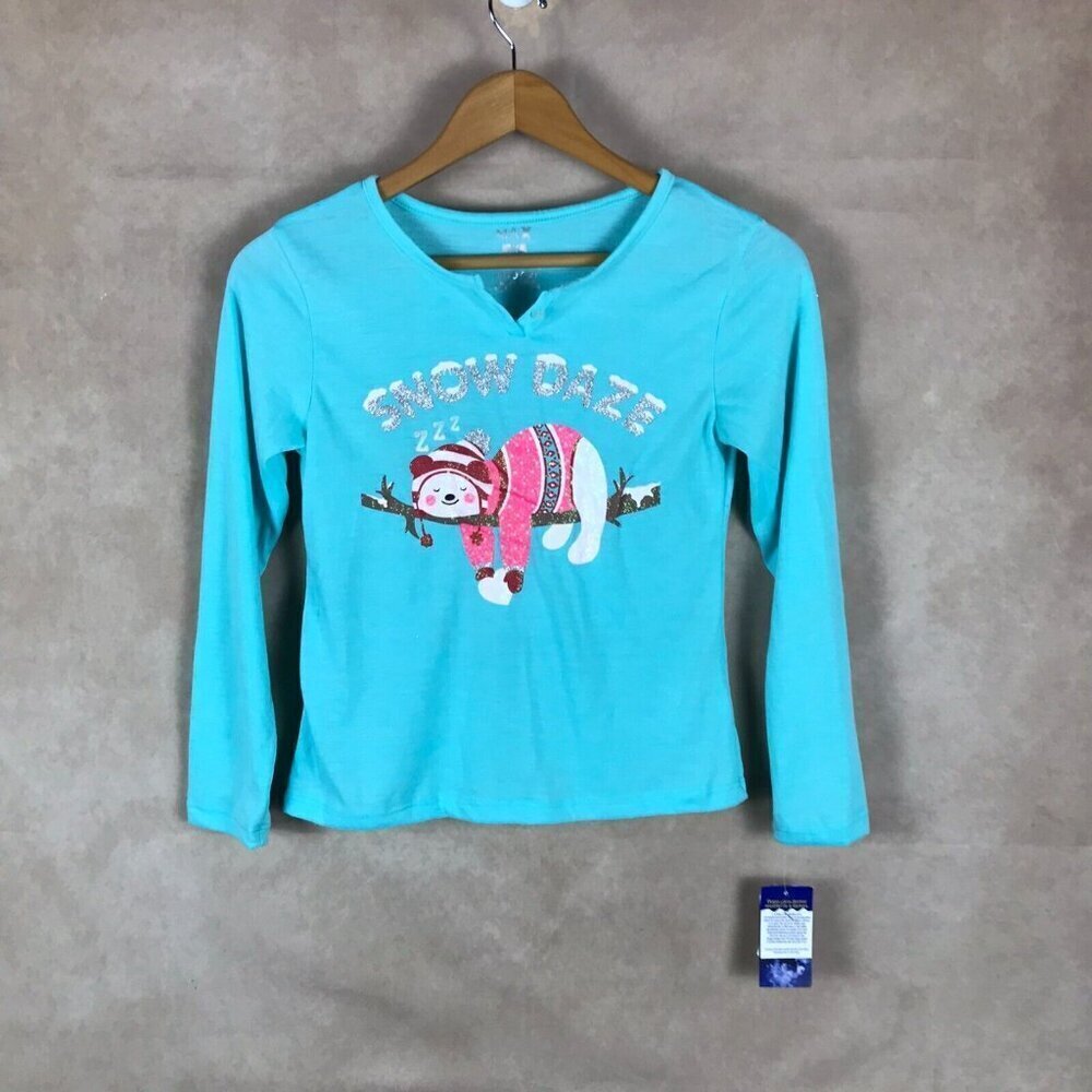 Kids Girls Glitter SNOW DAYS Pajama Shirt NWT L 10/12